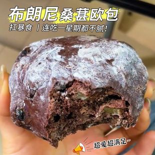 无蔗糖布朗尼桑葚欧包全麦面包巧克力欧包核桃仁坚果学生早餐网红