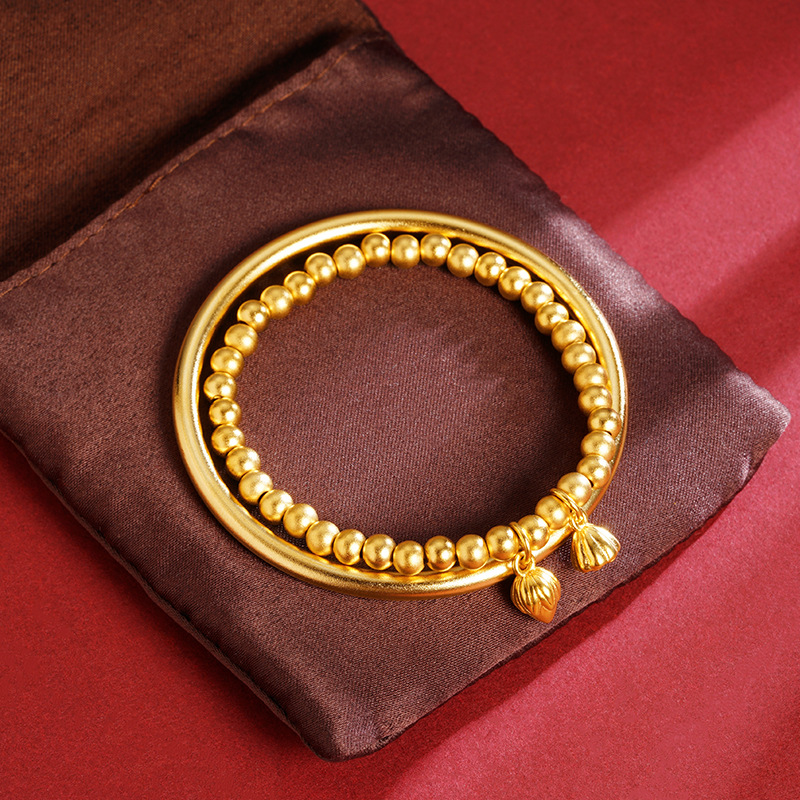 免费换新实心沙金手镯女古法传承