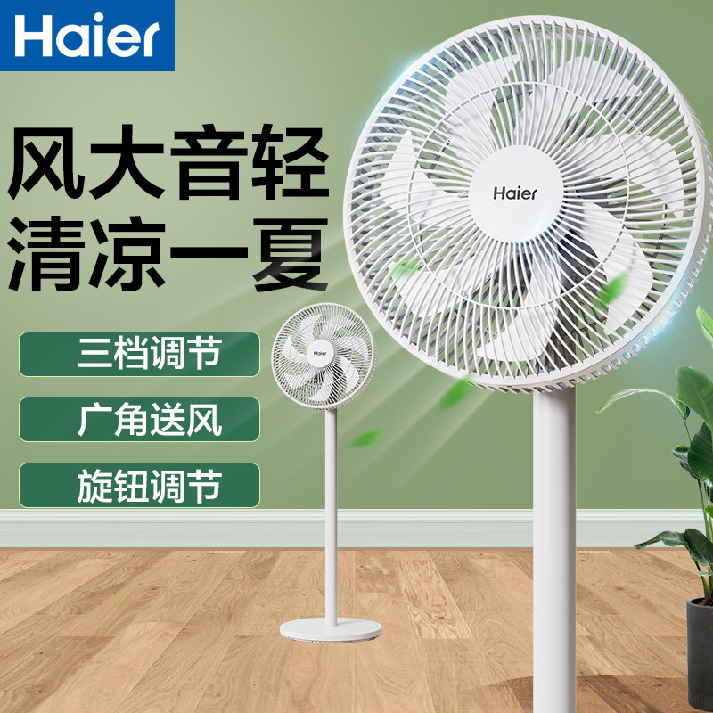 海尔电风扇家用风扇直流变频落地扇立式节能大风力三挡调节可摇头