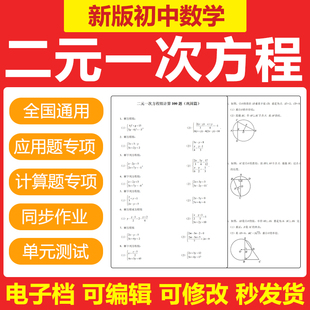 2026初中数学二元一次方程组计算应用题专项单元同步测试题电子版