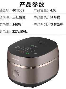 九阳低糖智能预约多功能大功率4L大容量铁釜内胆电饭锅F-40TD02