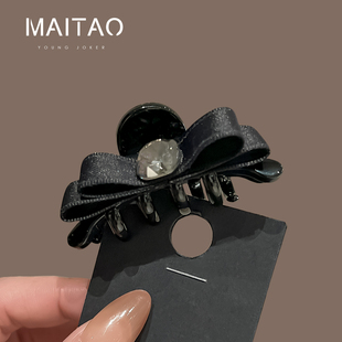 缎面蝴蝶结小抓夹女气质简约高级感半扎发夹子高马尾高颜值侧边夹