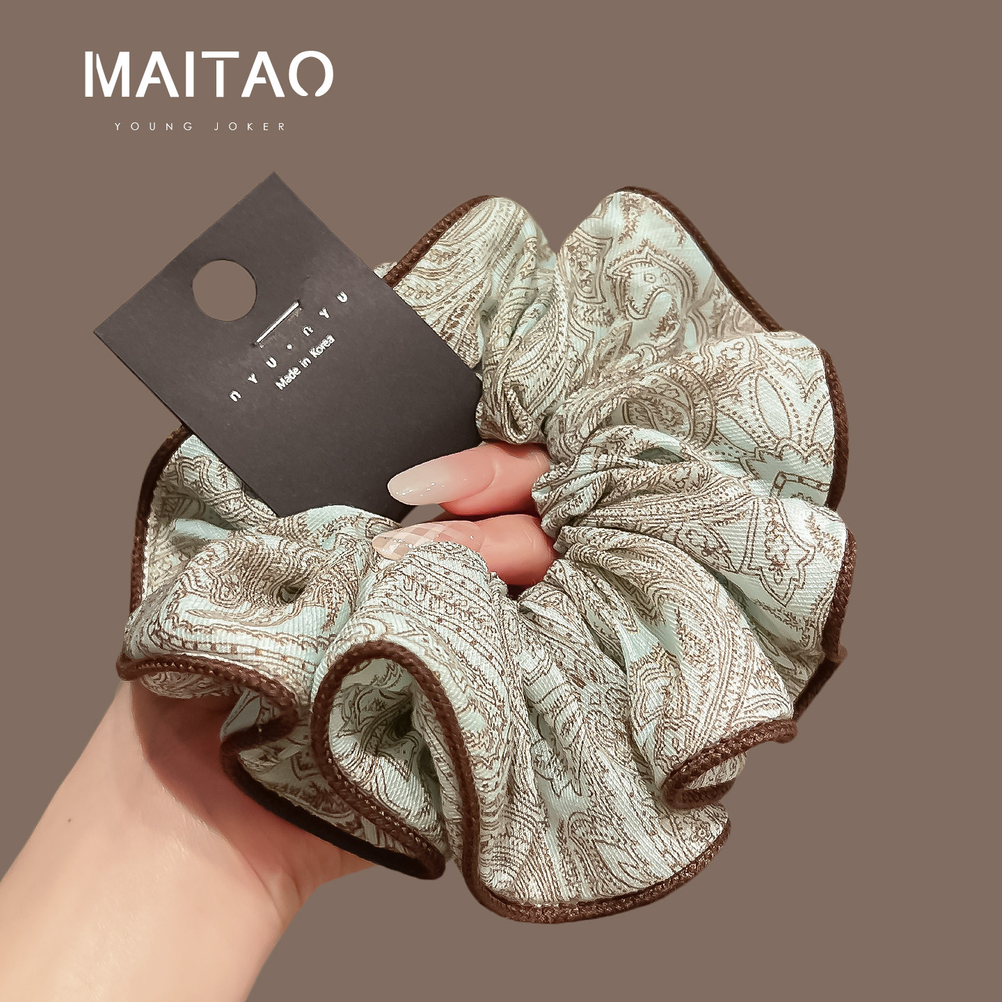 韩国复古印花布艺大肠发圈高级感木耳边扎马尾丸子洋气质头绳新款,饰品/流行首饰/时尚饰品新,发饰,淘宝优惠券,粉丝福利购,淘宝优惠卷