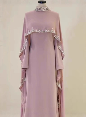 2025夏新款速卖通亚马逊跨境欧美设计外贸穆斯林流苏连衣裙长袍