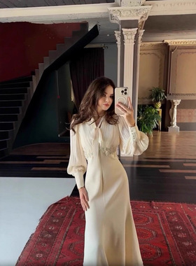 2025秋新款速卖通亚马逊跨境欧美设计外贸连衣裙收腰法式