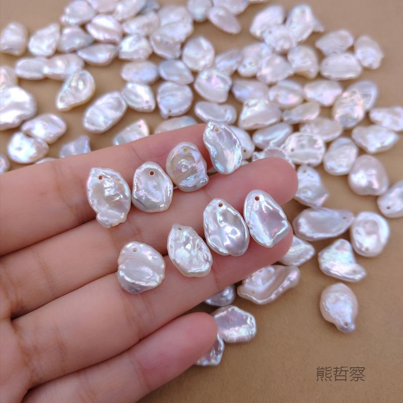 9瓣-0mm花珠巴洛克珍ke1shi三七孔珠强光白色c3feP3ac手工饰品散