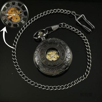 怀式复古机械表全自动发条男款学生可翻盖精致放照片女美花夜光老
