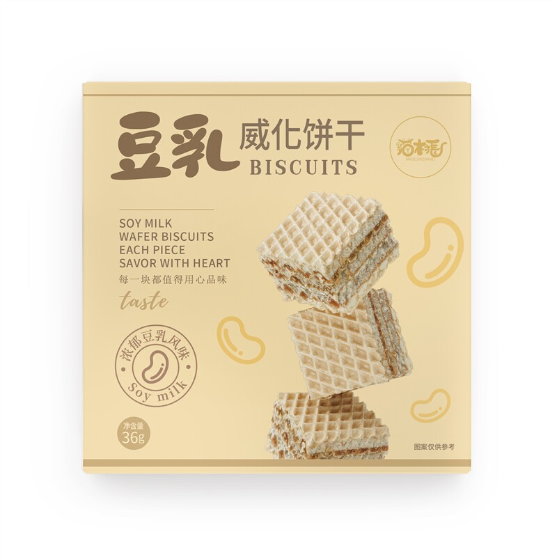 猫村长豆乳威化饼干36g*12盒独立包装营养早餐充饥