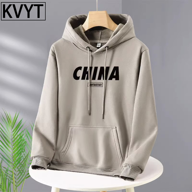 男孩酷帅卫衣2024新款潮牌连帽圆领上衣男款秋冬季加绒加厚外套潮