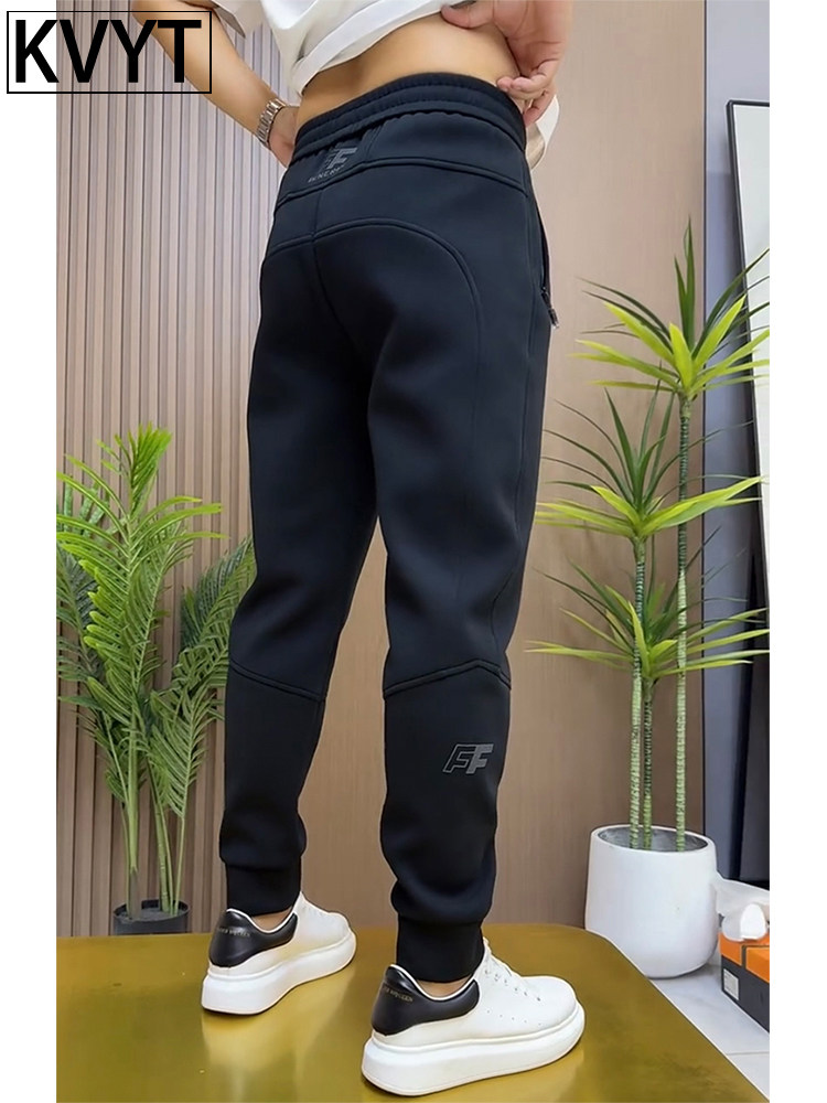 高端男士刺绣束脚运动裤秋冬季加绒卫裤2025新款黑色休闲小脚男裤,男装,卫裤,淘宝优惠券,粉丝福利购,淘宝优惠卷