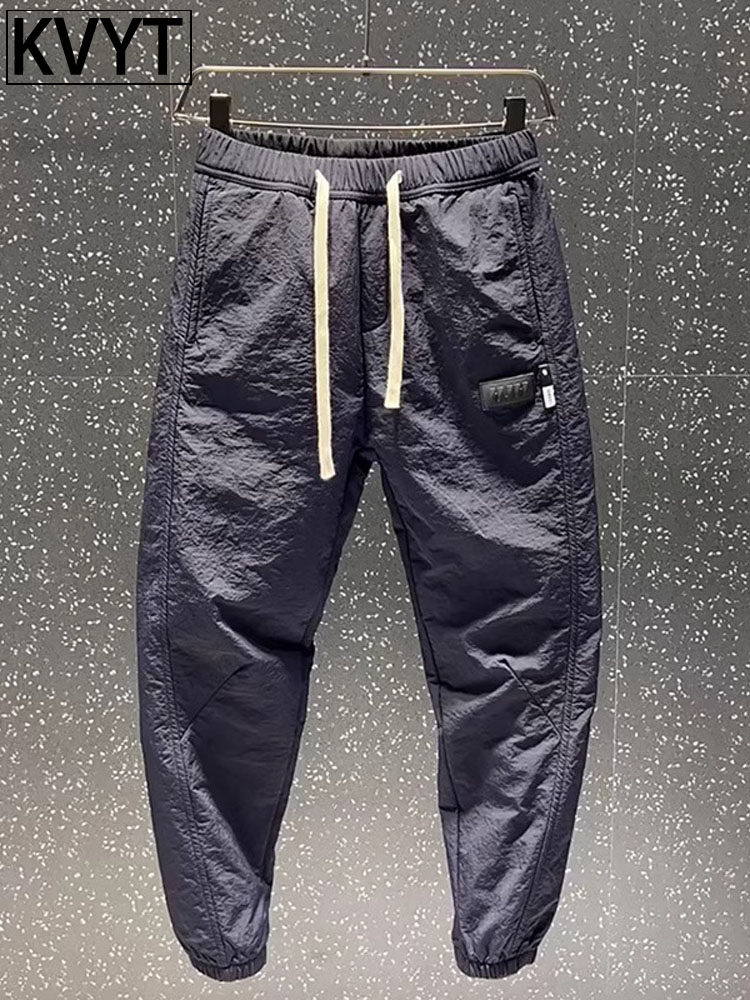 防寒防风男士裤子秋冬款加绒加厚痞帅卫裤男款潮牌束脚休闲运动裤