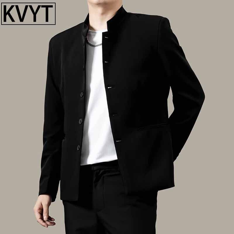 新中式中山装夹克外套男士春秋季潮牌痞帅高级感男装休闲 立领西