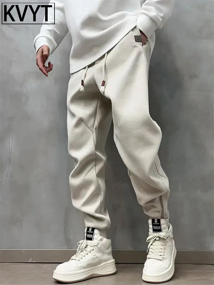 潮牌刺绣卫裤男士秋冬季新款拉炼束脚男裤加绒加厚运动休闲长裤子,男装,休闲裤,淘宝优惠券,粉丝福利购,淘宝优惠卷