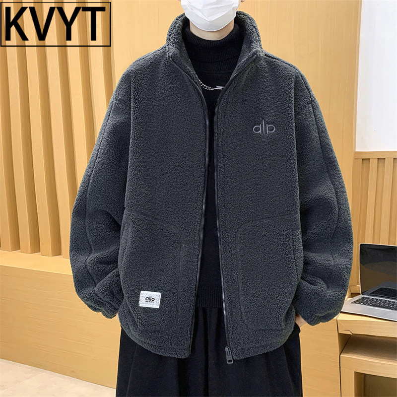 高级感羊羔绒外套男士2026新款潮牌加厚保暖防寒夹克男生冬装棉服