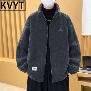 高级感羊羔绒外套男士2026新款潮牌加厚保暖防寒夹克男生冬装棉服