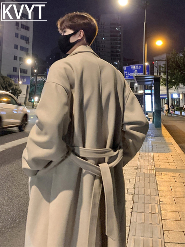 潮牌中长款毛呢男士风衣2025年秋冬季新款英伦痞帅过膝大衣男外套,男装,毛呢大衣,淘宝优惠券,粉丝福利购,淘宝优惠卷