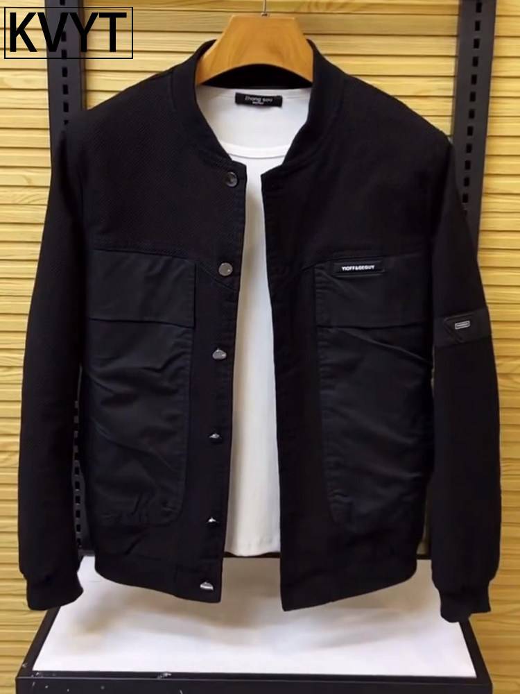 潮牌男士外套新款2025爆款牛仔夹克春秋款休闲棒球领男装上衣服厚