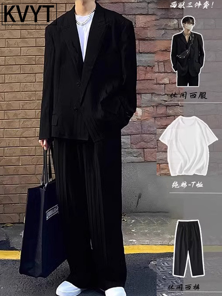 英伦雅痞男装套装2025新款爆款痞帅休闲西服西裤男士一套搭配春秋