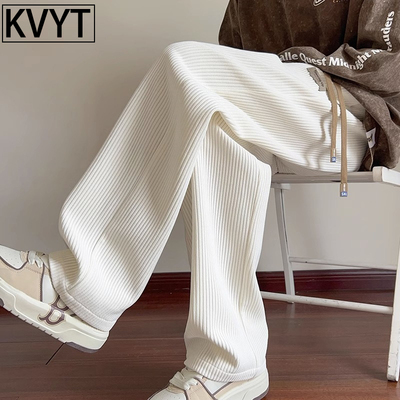 灯芯绒裤子男款潮牌秋冬季雪尼尔休闲男裤加绒加厚垂感直筒裤阔腿