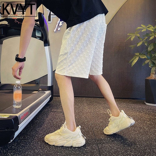 白色裤子夏天男款短裤潮牌冰丝薄款五分裤男士运动外穿5分沙滩裤
