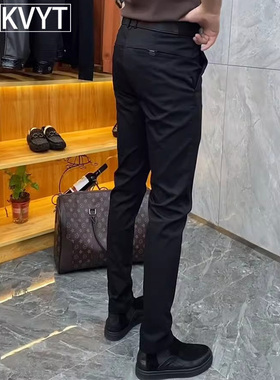 高端男士商务休闲裤春秋冬季新款修身小脚男裤子爆款西装裤男潮牌
