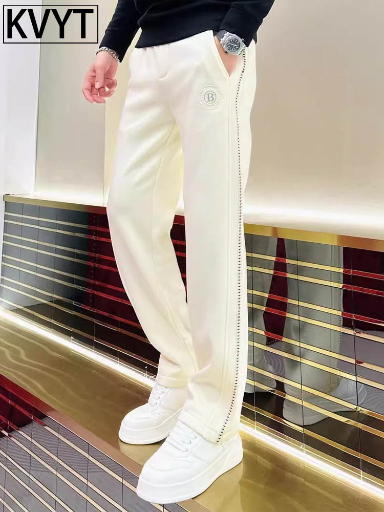 高端2025欧货爆款裤子男士休闲裤直筒宽松秋季新款男裤时尚卫裤薄