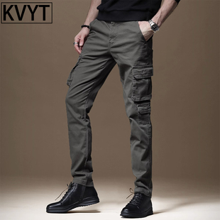 高端男士伞兵工装裤修身小脚2025春季美式特训裤男款多口袋休闲裤