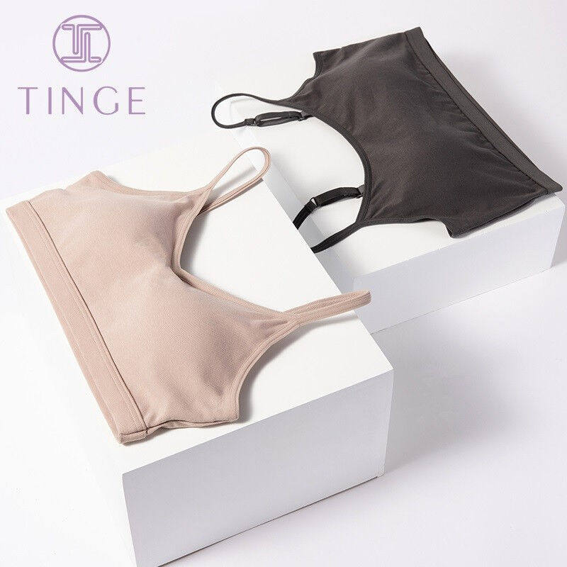 TINGE无钢圈内衣女薄款美背带胸垫背心式文胸抹胸胸罩2件装