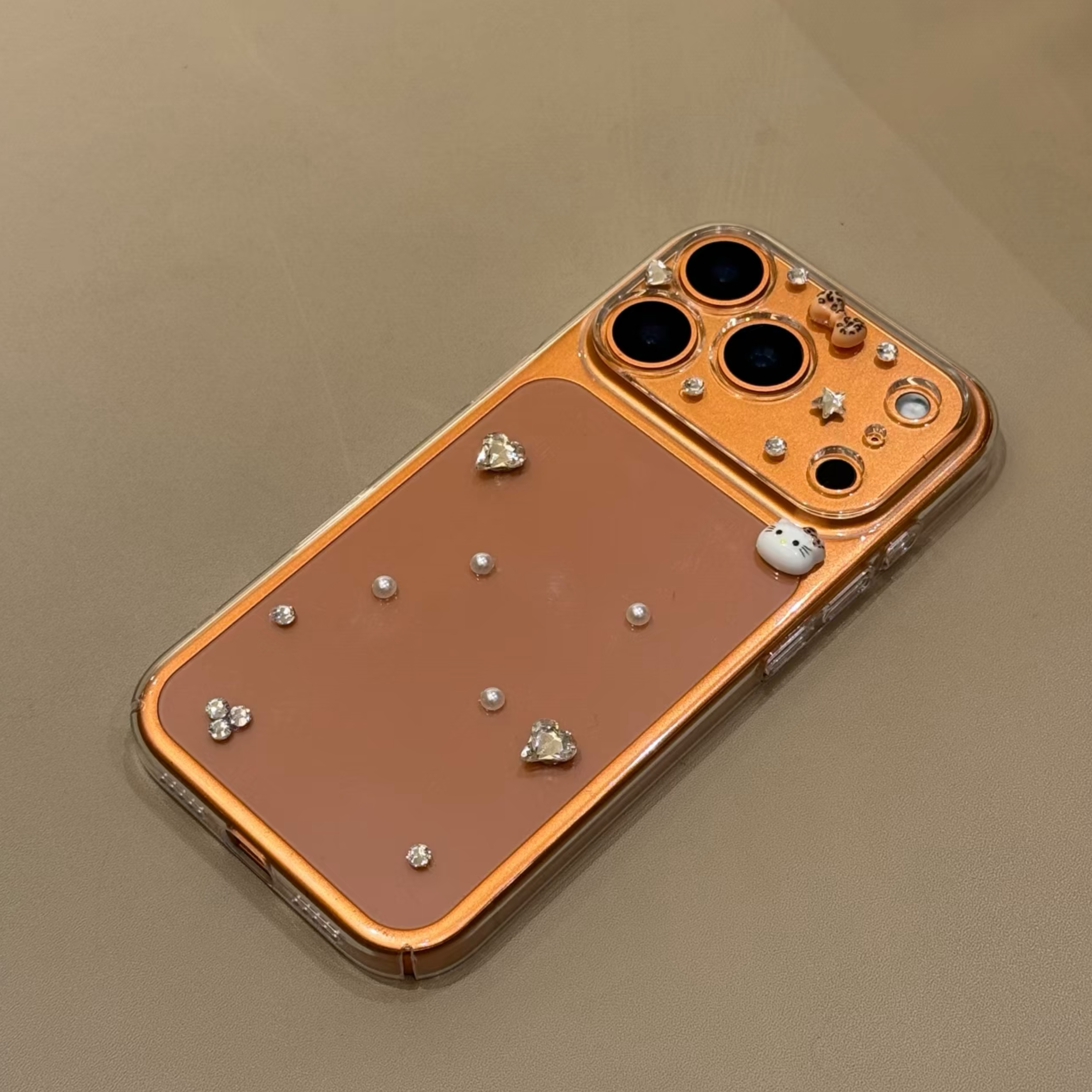 Kitty水钻星宇橙色苹果17promax全包手机壳透明壳新款外壳高级感iPhone16plus高颜值保护套原创15/14超好看壳