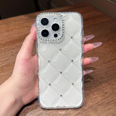 菱格纹点钻苹果16promax手机壳