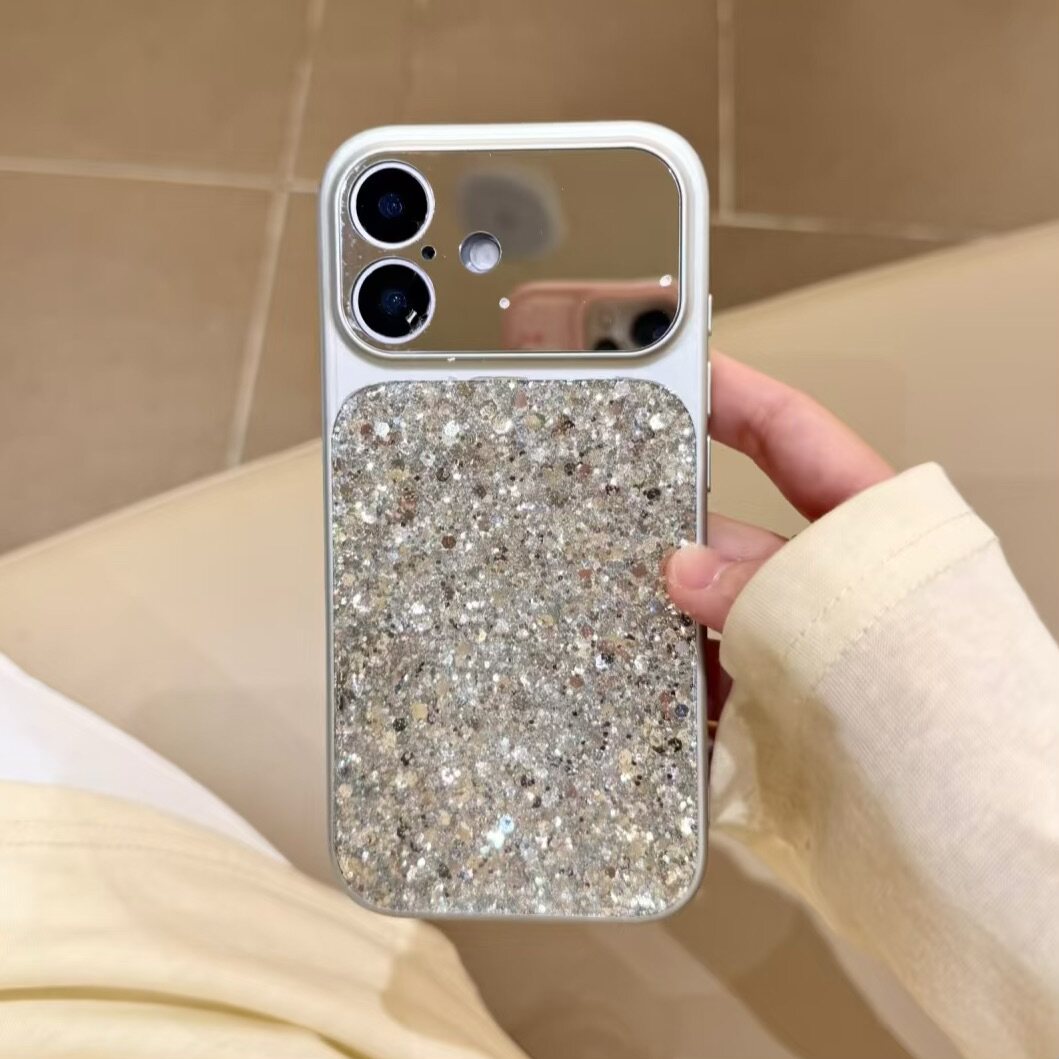 镜面超闪带碎钻大视窗苹果超火17手机壳新款全包高级感iPhone16promax/15/14/13保护套巨好看独特网红防摔壳