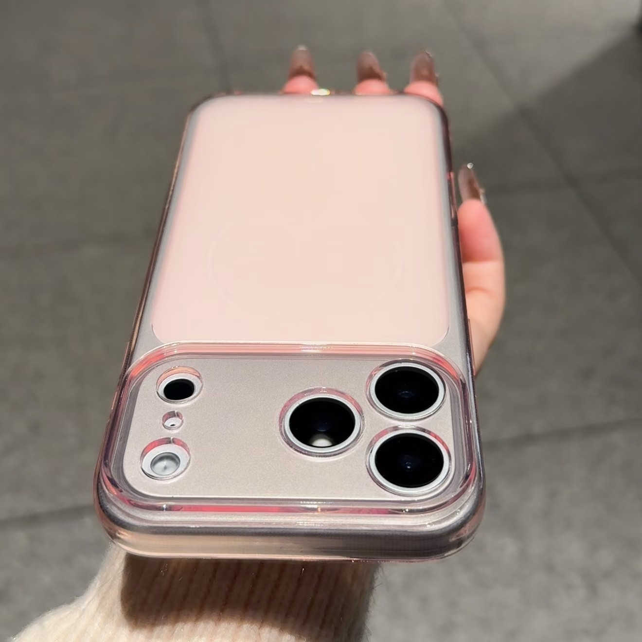 透粉磨砂大视窗磁吸细圈苹果17promax手机壳新款软壳全包防摔耐摔iPhone16/15/14/13保护套高级感小众网红壳