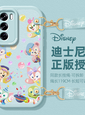 迪士尼适用OPPOReno12手机壳挂绳11女款10卡通reno9保护套8硅胶FindX7防摔6玲娜贝儿5新款4可背斜挎pro全包壳