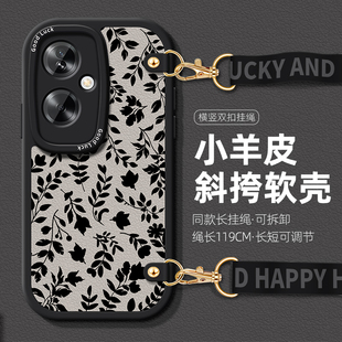 适用OPPOK12手机壳A3pro女款 轻奢软外壳 a58挂绳a2保护套k11硅胶a93s唯美叶子a95全包a96防摔a92s斜挎挂脖新款
