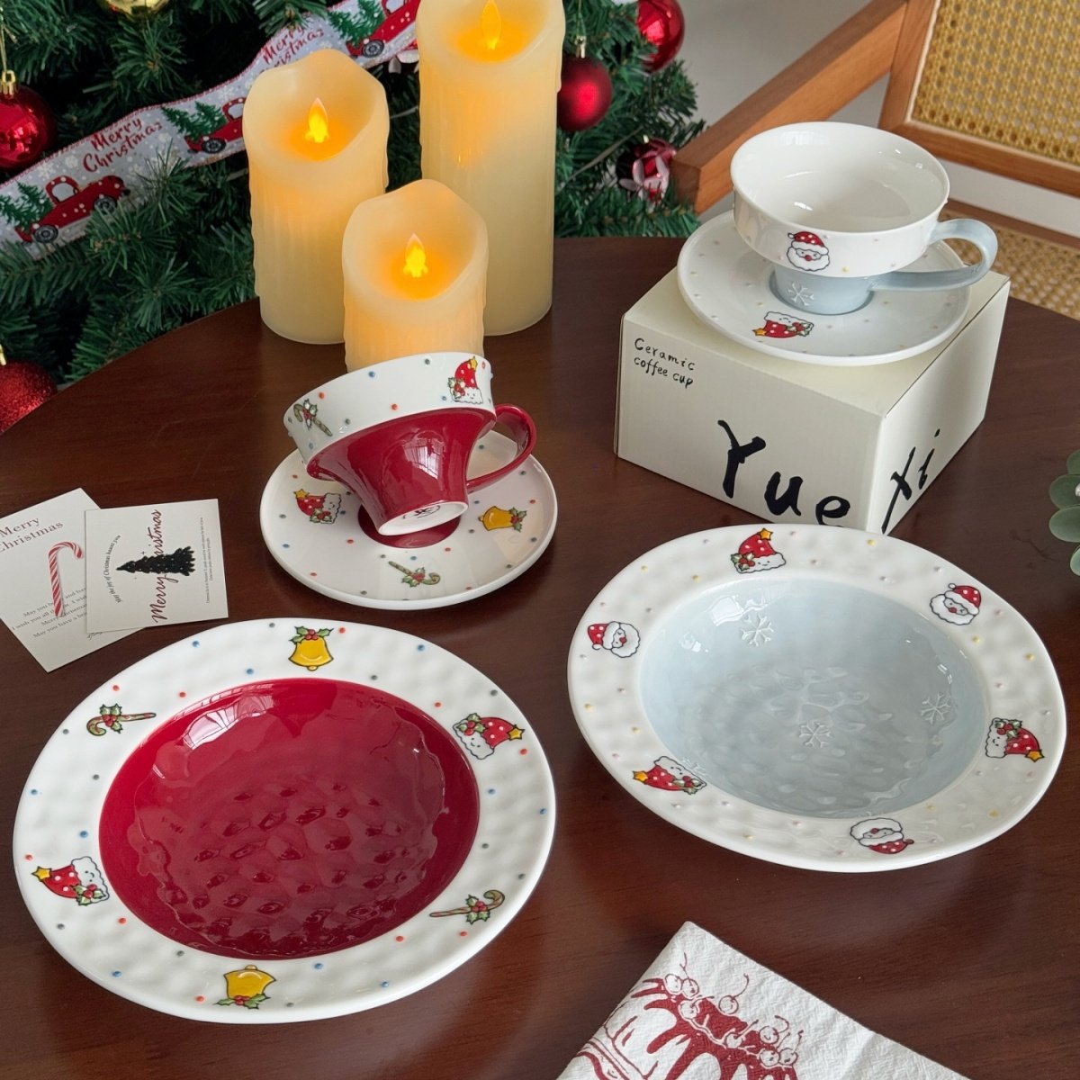 圣诞餐具陶瓷釉下彩盘子下午茶咖啡杯点心盘高颜值送女生圣诞礼物,节庆用品/礼品,圣诞礼品,淘宝优惠券,粉丝福利购,淘宝优惠卷
