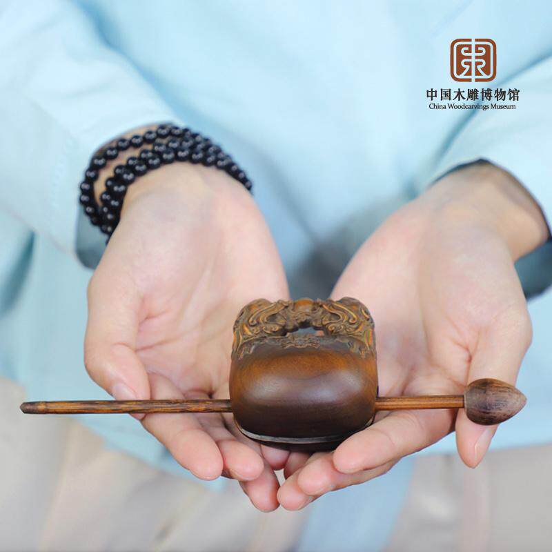 木鱼法器实木双龙戏珠黄杨木情绪稳定大号老式木鱼功德解压礼物