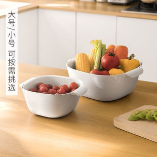 双层洗菜盆沥水篮塑料家用厨房淘米篮子水果蔬菜盘滤水日式