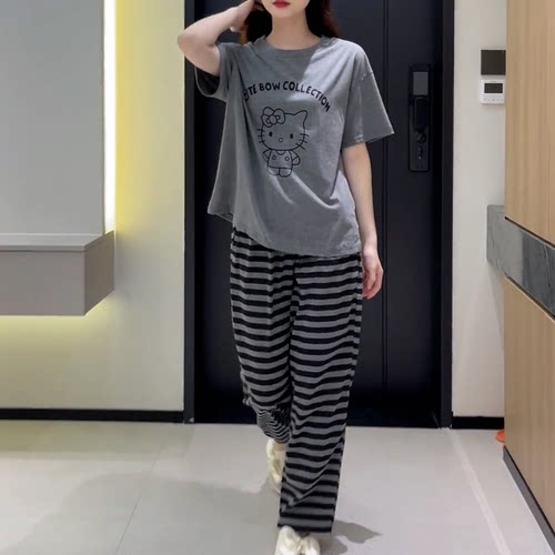 新款带胸垫卡通短袖睡衣套装