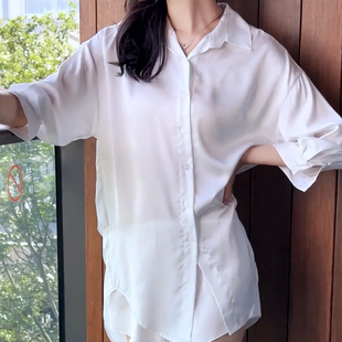 性感男友风气质短袖 薄款 衬衫 女款 女神家居服 睡裙新品 2024年春夏季