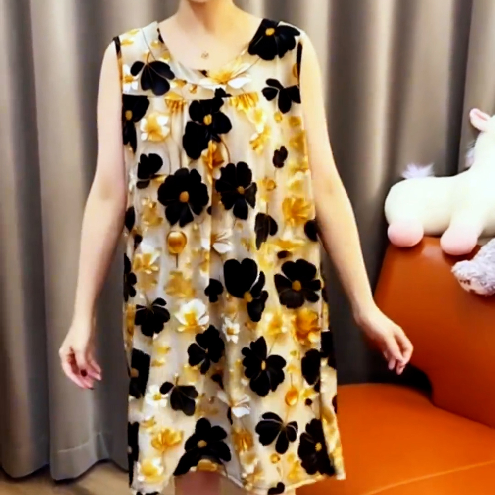 夏季清凉无袖宽松背心睡裙宽松舒适丝滑2025年新款休闲遮肉家居服
