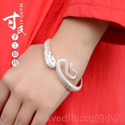 新款寸银坊南大云理手.工制复作古做旧立体浮雕灵蛇手镯匠心