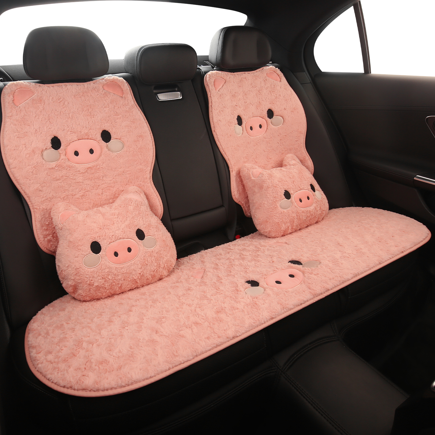 汽车坐垫冬季毛绒保暖女生可爱卡通半包单座后排座垫秋冬车内车垫
