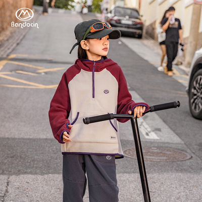 半度闲秋冬女童原创双面绒卫衣