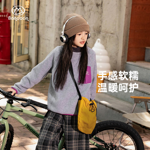 半度闲女童摇粒加绒卫衣洋气秋冬装中大童25新款儿童冬季加厚上衣