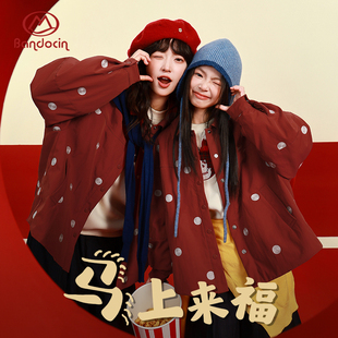 2025加厚棉衣 洋气新款 半度闲女童大红色棉服外套年装 喜庆棉衣冬装