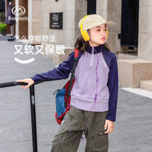 儿童冬季 25新款 运动上衣潮 洋气中大童秋冬装 半度闲女童高领打底衫