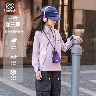 运动上衣 儿童冬季 半度闲女童立领打底衫 洋气秋冬加厚中大童25新款