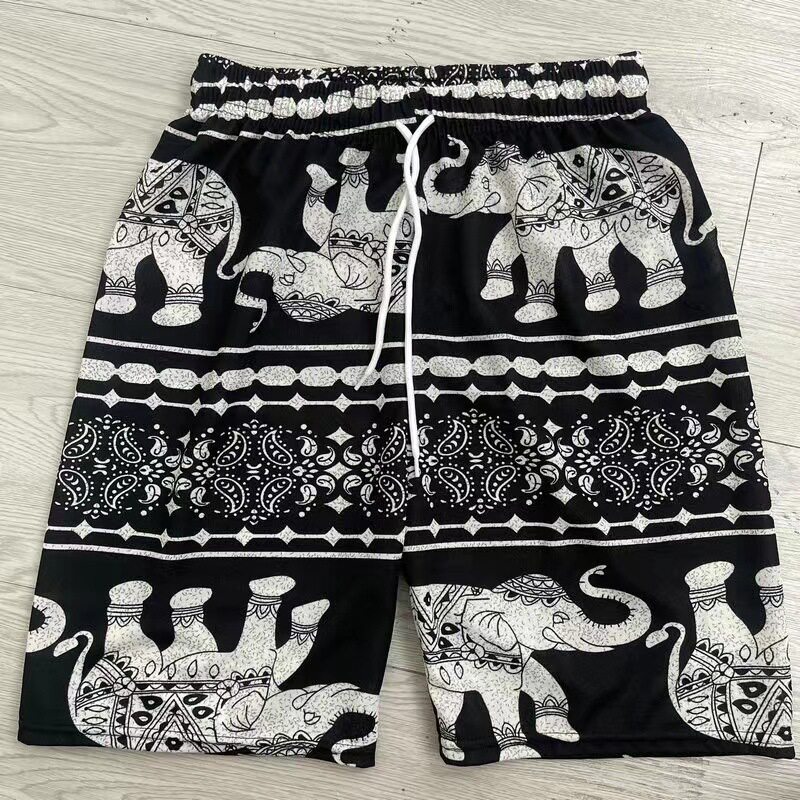 ELEPHANT PANTS WOMENS FIVE-POINT PANTS 2024 SOUTHEAST ASIAN POPULAR THAILAND ELEPHANT FIVE-POINT PANTS HIGH-WAISTED SUNSCREEN SUMMER BEACH PANTS