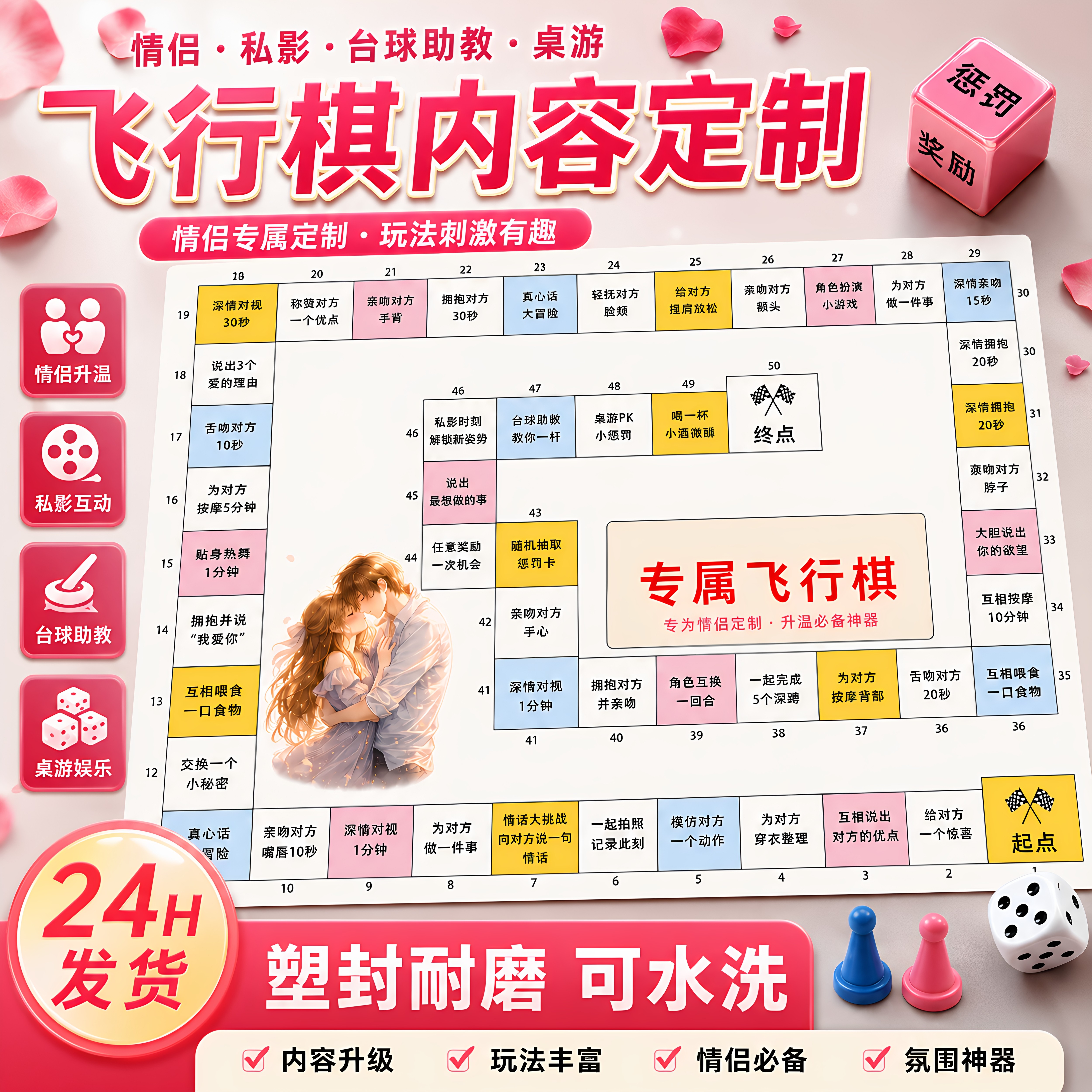 情侣飞行棋定制互动DIY私影KTV酒店微醺游戏情侣礼物专属玩法桌游