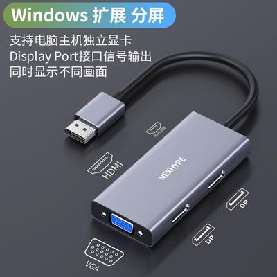 Nexhype电脑分屏器主机显卡炒股多屏异显一分四显示器hdmi 4口多